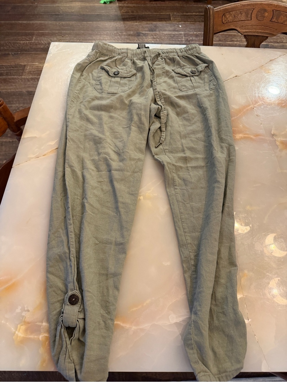 Rewash Olive Cropped Drawstring Ankle Pants